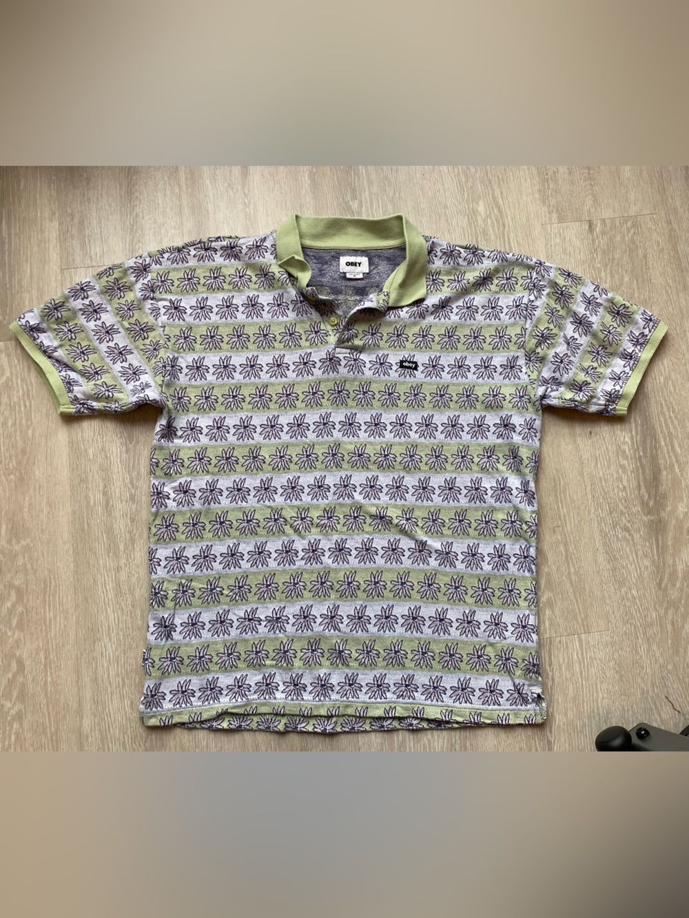 Obey Short Sleeve Unity Jacquard Flower Polo Shirt - Cucumber